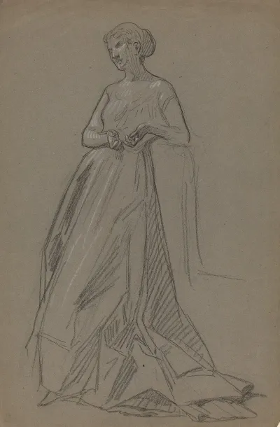 Standing Woman Leaning On Her Elbow