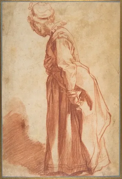 Standing Woman Looking To Left Background
