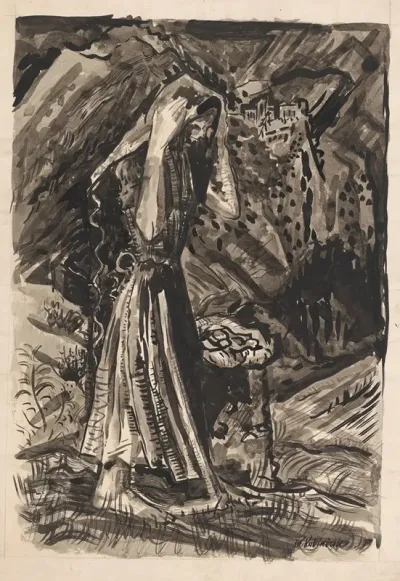 Standing Woman With A Bag Of Potatoes