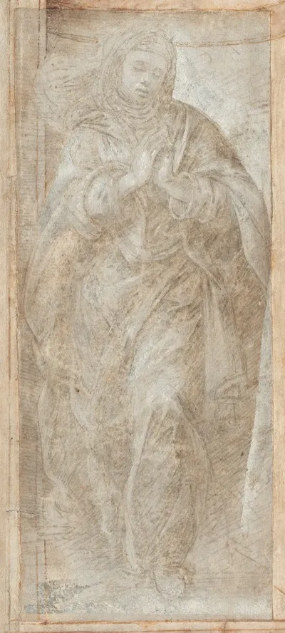 Standing Woman With Her Hands Clasped In Prayer