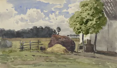 Stapel Hout Voor Een Boerderij In Het Weiland