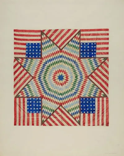Star And Flag Design Quilt