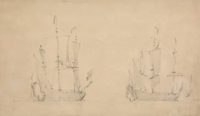 Starboard Quarter View Of A Flagship In Light Airs