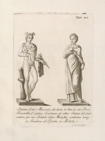 Statua Dun Mercurio Che Tiene In Braccio Un Bacco Fanciullo Dantica Scultura