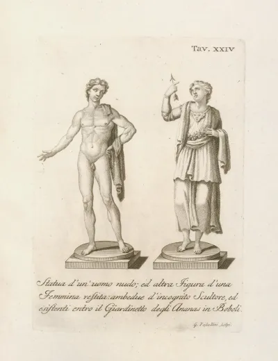 Statua Dunuomo Nudo Ed Altra Figura Duna Femmina Vestita
