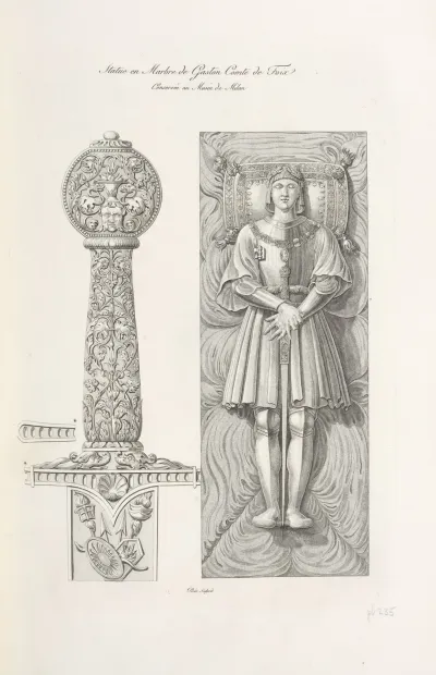 Statue En Marbre De Gaston Comte De Foix Conservee Au Musee De Milan