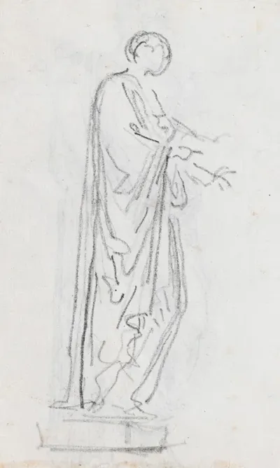 Statue Of A Roman Woman Female Deity Seen From The Side Verso