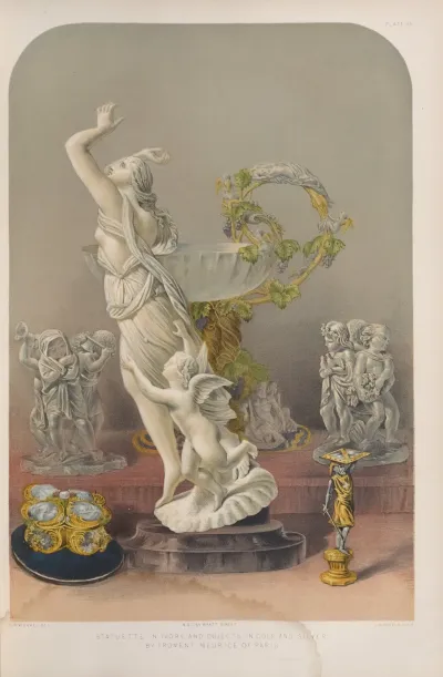 Statuette In Ivory And Objects In Gold And Silver