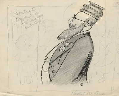 Stauning With A Medal On His Lapel And A Silver Bowl On His Head