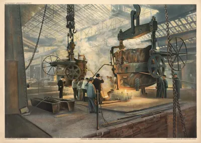 Steelworks Casting A Slab In The Krupp Molds