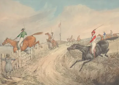 Steeplechasing The Field Jumping Into And Out Of A Lane