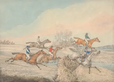 Steeplechasing The Field Taking A Stone Wall And Gate