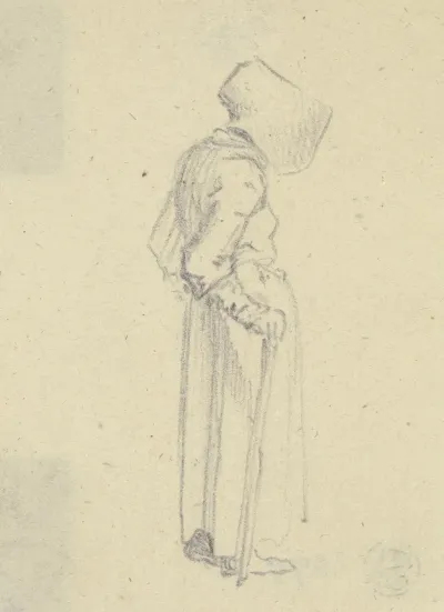 Stehende Alte Frau Mit Schutenhut