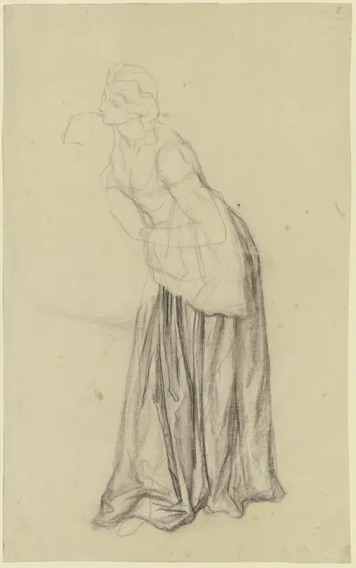 Stehende Frau Als Gewandfigur Aus Ritter Hartmut Von Kronberg Bei Dem Reformator Oecolampadius In Basel