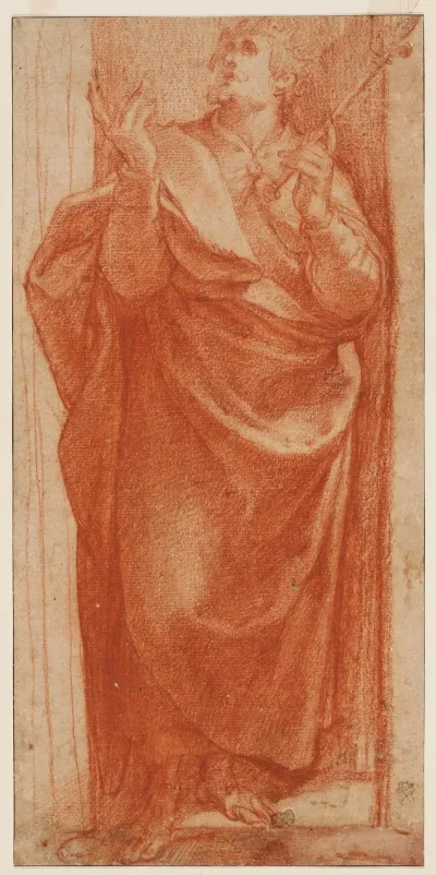 Stehender Aufblickender Konig Mit Lilienzepter