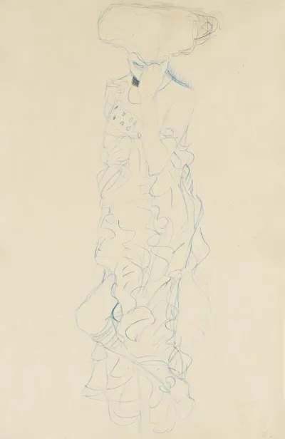 Stehender Halkbakt Mit Verdecktem Gesicht Von Vorne Semi Nude Woman Standing With Her Face Covered Seen From The Front