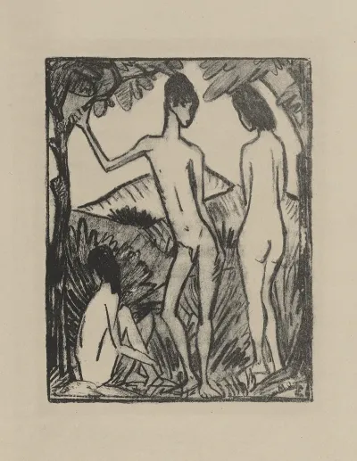 Stehender Knabe Und Zwei Madchen Ii