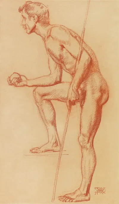 Stehender Mann Mit Apfel Und Lanze