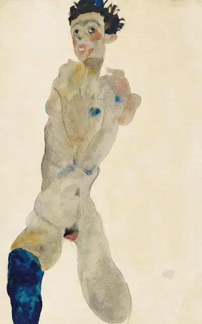 Stehender Mannlicher Akt Mit Verschrankten Armen Selbstportrait
