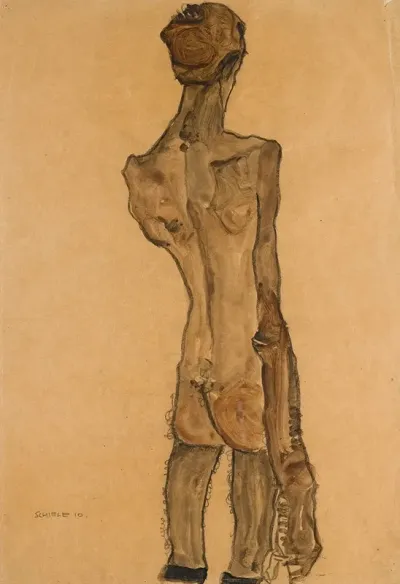 Stehender Mannlicher Ruckenakt Standing Male Nude Back View