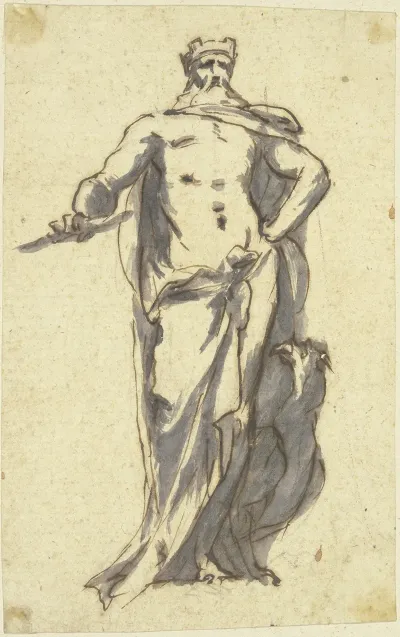 Stehender Zeus Mit Dem Donnerkeil In Der Rechten Neben Ihm Der Adler