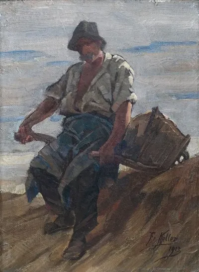 Steinbrecher Mit Schubkarre