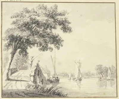 Steinerne Brucke Mit Zwei Anglern Bei Einem Flus