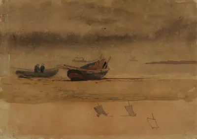 Stern View Of Two Rowboats England