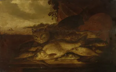 Still Life Cat With Fish