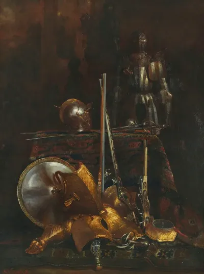 Still Life Of Armor And Gun Elements