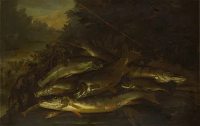 Still Life Of Fish In A Verdant Landscape