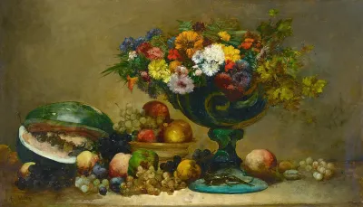 Still Life Of Flowers And Fruit 3