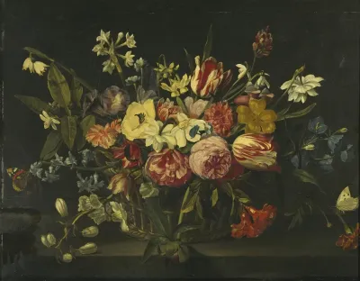 Still Life Of Flowers In A Basket 2