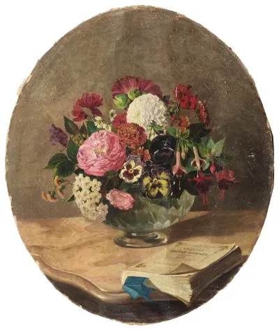 Still Life With A Bouquet Of Spring Flowers And A Book