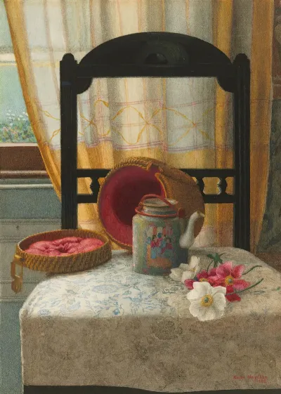 Still Life With A Canton Famille Rose Teapot And Camellias