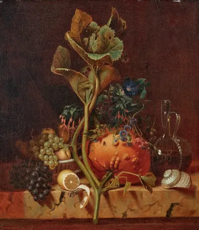 Still Life With A Coloquinte A Lemon And A Facon De Venise Carafe