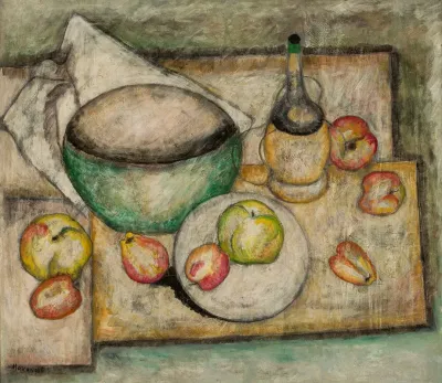 Still Life With A Green Bowl And Fruit
