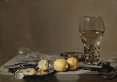 Still Life With A Roemer Lemons Olives And An Over Turned Glass