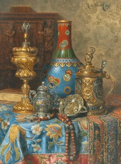 Still Life With Antiques And A Chinese Cloisonne Vase