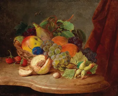 Still Life With Basket Of Fruit And Bee
