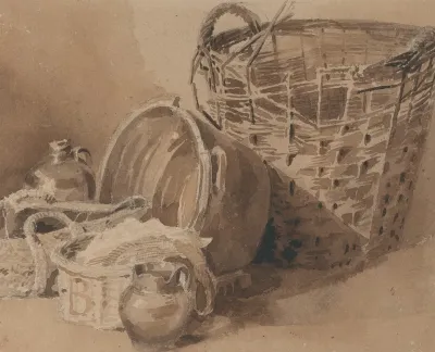 Still Life With Baskets And Pottery