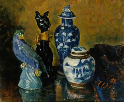 Still Life With Blue Figurines