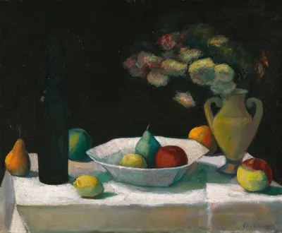 Still Life With Bottle And Fruit