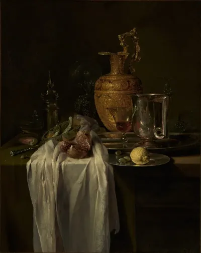 Still Life With Ewer Vessels And Pomegranate