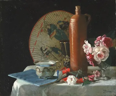 Still Life With Fan And Roses