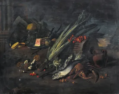 Still Life With Fish And Mushrooms