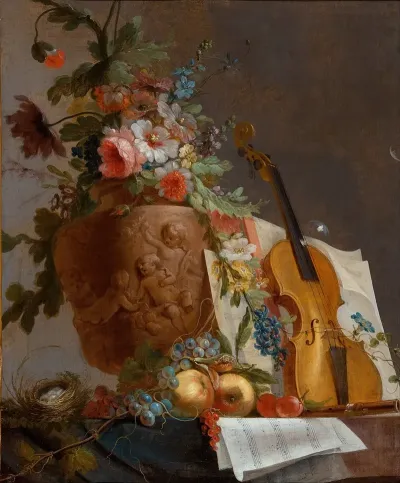Still Life With Flowers And A Violin