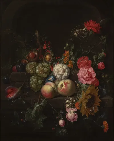Still Life With Flowers And Fruit 20