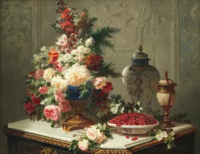 Still Life With Flowers And Raspberries