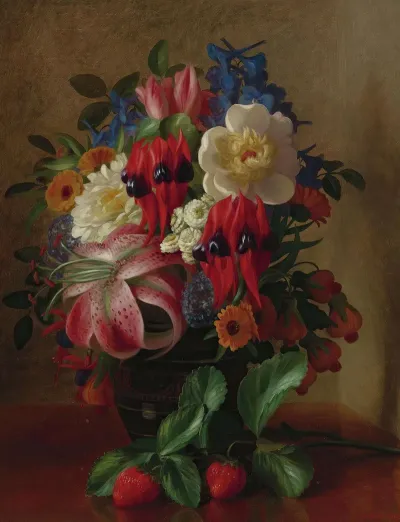 Still Life With Flowers And Strawberries
